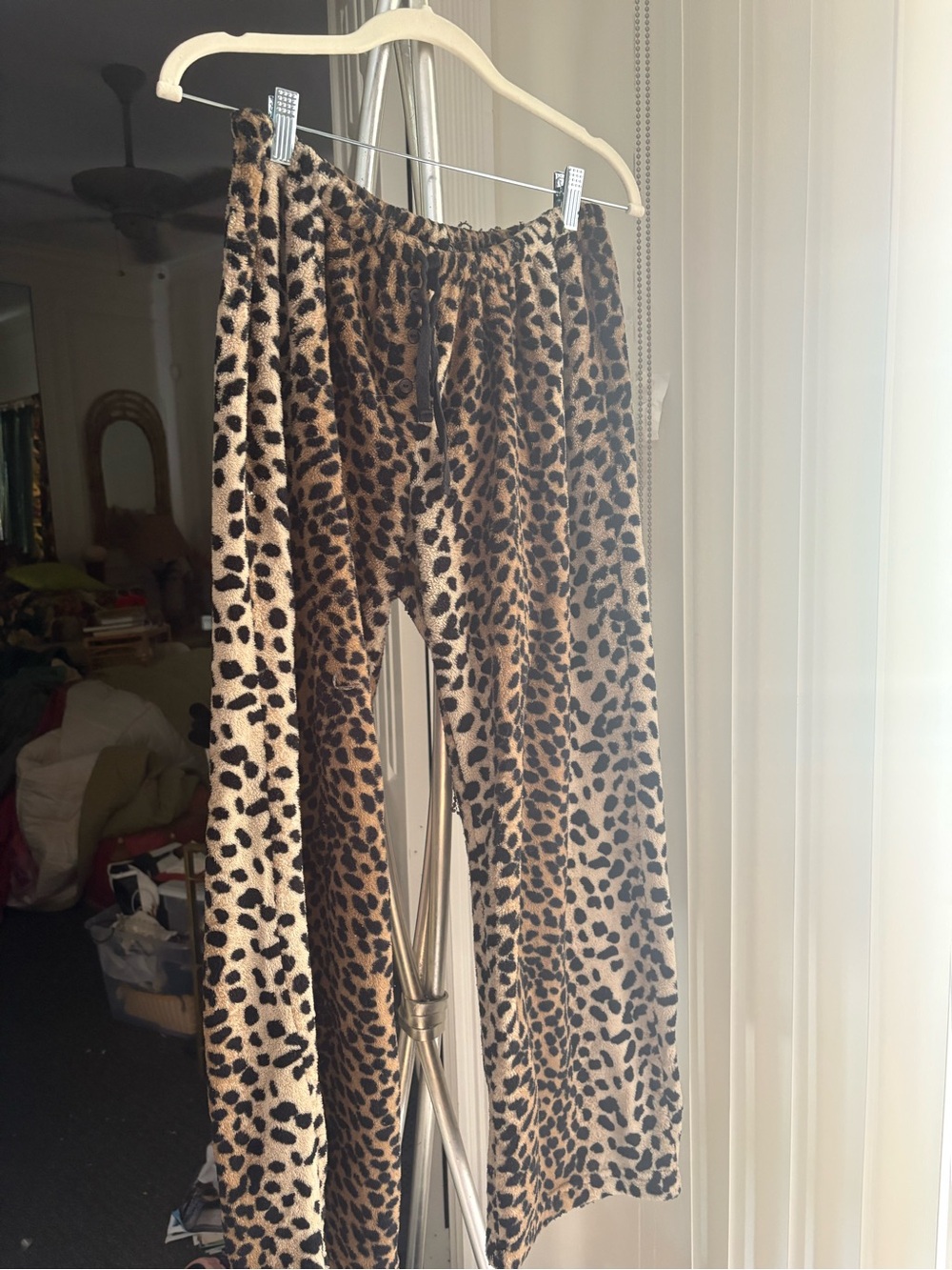 Leopard Print Plush Lounge Pants - Women